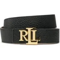 Ralph Lauren Lauren Ralph Laurentil kvinder. 412912039001 Vendbart brunt læderbælte, sort (XS), Casual