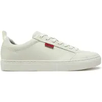 HUGO Sneakers i imiteret læder med rødt logomærkat