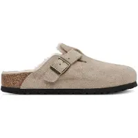 Birkenstock Birkenstocktil kvinder. 1028299 Læder Boston Shearling træsko (smal pasform) beige (37), Fast, Ruskind, Ingen, Casual