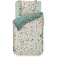 Pip studio Blomstret sengetøj - 140x220 cm - Petites Fleurs Khaki - Sengelinned med dobbeltsidet design - 100% bomuld -