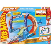 Hot Wheels Leget?jsbanes?t Flip og hop gennem proptr?kkerl?kken med en 1:64-skala leget?jsbil Speed ????nap Track & Adaptere Komprimerer til opbe