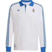 Adidas Real Madrid Polo Terrace Icons - Hvid/Blå Lange Ærmer - , størrelse X-Large