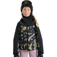 Roxy - Skijakker børn - Free Jet Block Girl Jacket Fennel Seed Big Flower Rg til UnisexUld - Børnetoj Størrelse 12 År - Sort
