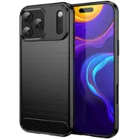 Mtp Products iPhone 17 Pro Max Børstet TPU Cover - Karbonfiber - Sort