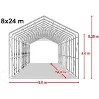 TOOLPORT 8x24m, Telthal, PRIMEtex-PVC-teltdug, grå, med statikpakke (beton undergrund)