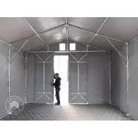 TOOLPORT 6x12m PVC lagertelt, grå, med bundramme, uden statikpakke
