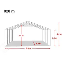 TOOLPORT 8x8m, Telthal, PRIMEtex-PVC-teltdug, grå, uden statikpakke
