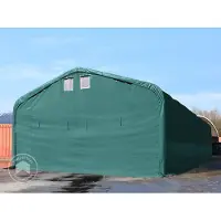 TOOLPORT 6x18m, Telthal, PVC-teltdug, mørkegrøn, med statikpakke (beton undergrund)