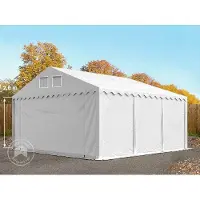 TOOLPORT 5x6m PVC lagertelt, hvid, med bundramme, med statikpakke (blød undergrund)