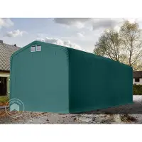 TOOLPORT 4x24m, Garagetelt, PVC-teltdug, mørkegrøn, med statikpakke (blød undergrund)