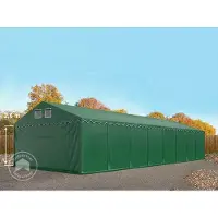 TOOLPORT 5x20m PVC lagertelt, mørkegrøn, med bundramme, med statikpakke (beton undergrund)