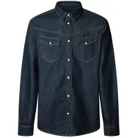 Pepe Jeans Pepe Jeanstil mænd. PM3090809 Camisa Western Rinse marineblå (M), Casual, Bomuld, Lange ærmer