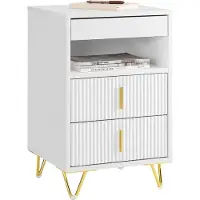 SoBuy Sengebord med 3 skuffer og hylde, Hvid