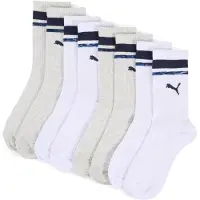 Puma Kids' Crew Socks (4-Pack), Clothing, White/Blue, 31-34