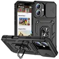 Mtp Products iPhone 16 Roterende Ring Hybrid Cover med Kameraskjold - Sort