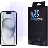 BlueDefend iPhone 15 Anti-Blue Light Skærmbeskyttelse Hærdet Glas - 2 stk.