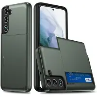 Mtp Products Samsung Galaxy S22 5G Hybrid Cover med Glidende Kortslot - Army Grøn