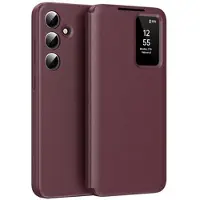 Mtp Products Samsung Galaxy A56 Smart Clear View Flip etui med kortplads - Vinrød