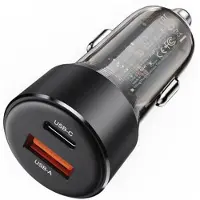Acefast B12 60W USB-A+Type-C biloplader cigarettænder hurtigopladningsadapter til telefon