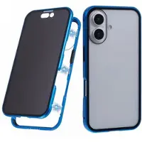Mtp Products iPhone 16 Magnetisk Cover med Hærdet Glas - Privatliv - Blå