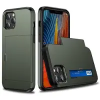 Mtp Products iPhone 12/12 Pro Hybrid Cover med Glidende Kortslot - Army Grøn