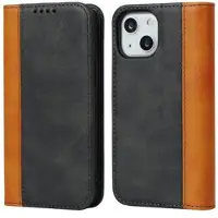 Mtp Products Elegance Series iPhone 14 Etui med Pung - Sort / Lysebrun