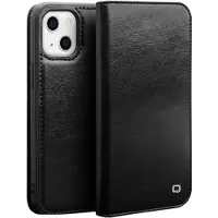 Qialino Classic iPhone 13 Læderpung Taske - Sort
