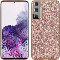 Mtp Products Samsung Galaxy S21 FE 5G Glitter Series Hybrid Cover - Rødguld