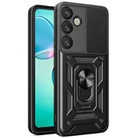 Mtp Products Samsung Galaxy S25 Roterende Ring Hybrid Cover med Kameraskjold - Sort