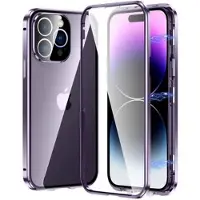 Mtp Products iPhone 14 Pro Magnetisk Cover med Hærdet Glas - Lilla
