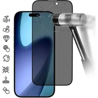 Mtp Products iPhone 17 Pro Max Privacy Full Cover Hærdet Glas Skærmbeskytter - Sort Kant