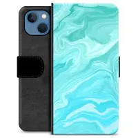 Mtp Products iPhone 13 Premium Flip Cover med Pung - Blå Marmor