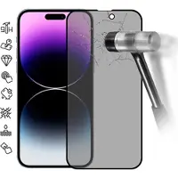 Mtp Products iPhone 16 Pro Privacy Full Cover Skærmbeskyttelse Hærdet Glas - Sort Kant
