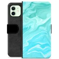 Mtp Products iPhone 12 Premium Flip Cover med Pung - Blå Marmor