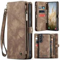 CASEME Samsung Galaxy S25 008 2-i-1 Multifunktionel Pung - Brun