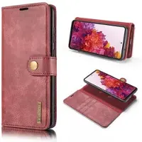 DG Ming Samsung Galaxy S20 FE Læderpung med Aftageligt Cover - Vinrød