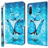 Mtp Products Wonder Series Sony Xperia 10 III, Xperia 10 III Lite Pung - Blå Sommerfugl