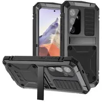 R-Just Samsung Galaxy S25 Premium Cover med kickstand og skærmbeskytter i hærdet glas - Sort