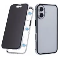 Mtp Products iPhone 16 Plus Magnetisk Cover med Hærdet Glas - Privatliv - Sølv