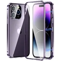 Mtp Products iPhone 14 Pro Max Magnetisk Cover med Hærdet Glas - Lilla