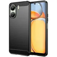 Mtp Products Xiaomi Poco C65/Redmi 13C Børstet TPU Cover - Karbonfiber - Sort