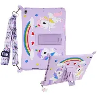 Mtp Products iPad 10.2 2019/2020/2021 Sødt Unicorn-etui med Kickstand og Rem - Lilla