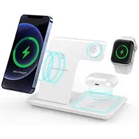 Mtp Products 3-i-1 Bærbar Trådløs Ladestation - Apple Watch, iPhone, AirPods - Hvid