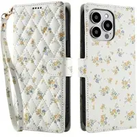 Mtp Products iPhone 16 Pro Rhombisk Blomsterpung - gule blomster