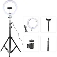 Mtp Products 10 USB-drevet ringlys med 160cm teleskopstativ til videooptagelser til liveudsendelser