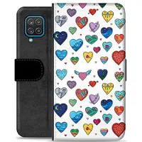 Mtp Products Samsung Galaxy A12 Premium Flip Cover med Pung - Hjerter