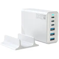 Mtp Products 135W GaN bordoplader / 6-ports højhastighedsopladningsstation - 3x USB-C, 3x USB-A - Hvid