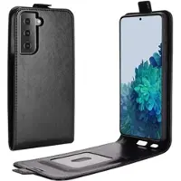 Mtp Products Samsung Galaxy S21 5G Vertikal Flip Taske med Kortholder - Sort