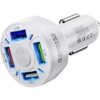 Mtp Products QC3.0 Hurtig Biloplader BK-358 - 4 x USB - Hvid