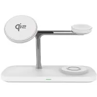 Mtp Products T255 Qi2 3-i-1 magnetisk trådløs oplader 15W - hvid